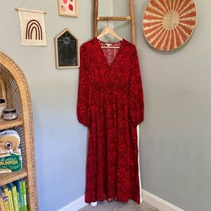 Knox Rose Red Long Sleeve Floral Dress